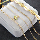 4pcs Boho Bee Shell Rhinestone Anklet Women Beach Food Chain Jewelry Gifts