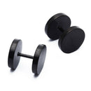 1 Pair of Men's Barbell Stainless Steel Ear Studs Earrings Black 10mm G5B7