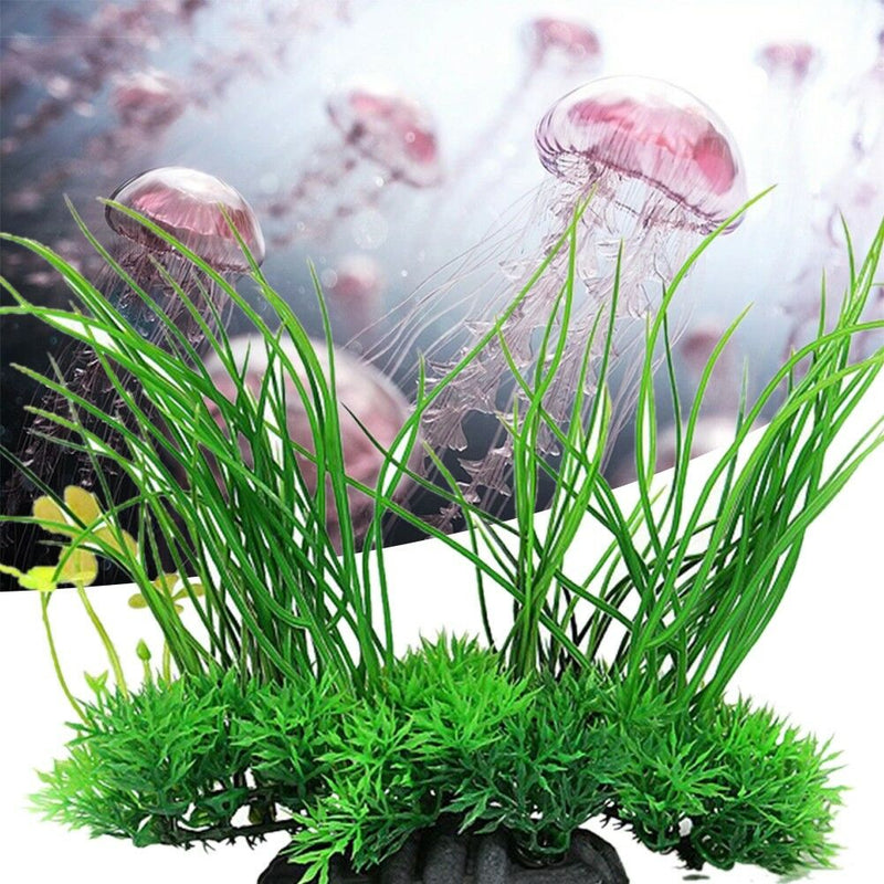 Green Artificial Plastic Grass Water Plant Fish Tank Ornament Aquarium Decor Top