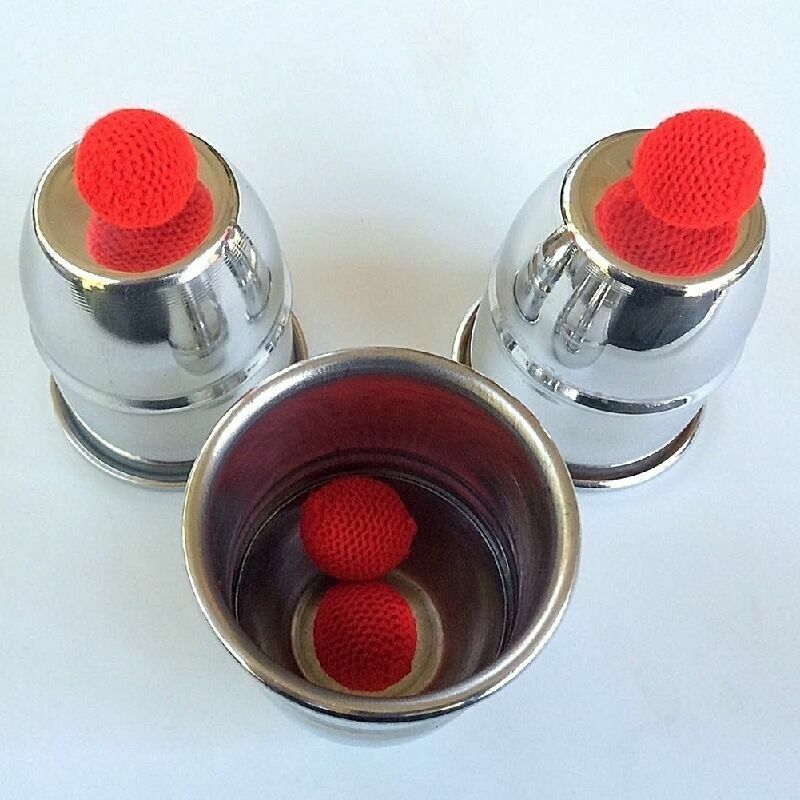 Classic Magic Trick Cups And Red Balls Penetration Close-Up Street Props  Kit Sa