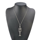 Gothic Mermaid Halloween Horror Skeleton Metal Pendant Necklace Handmade Jewelry