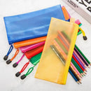 12 Pieces 6 Colors Pencil Pouch Zipper File Bags Waterproof Double Layer fo