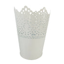 Metal Crown Lace Planter Flower Plant Pot DIY Home Gardening Decor -White