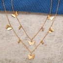 Butterfly Choker Necklace Women Double Layer Pendant Clavicle Chain Jewelry