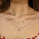 Star Moon Pendant Clavicle Chain Women Multilayer Necklace Jewelry Gift