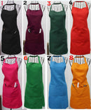 Women Solid Cooking Kitchen Restaurant Bib Apron Dress with PocketHW