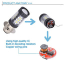 2pcs H6 3030 80W High Power 16 LED Fog Light Bulb 6500K White Driving Lamp