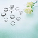 10pcs/set Bohemia Carved Rings Women Hollow Out Flower Knuckle Ring Jewelry