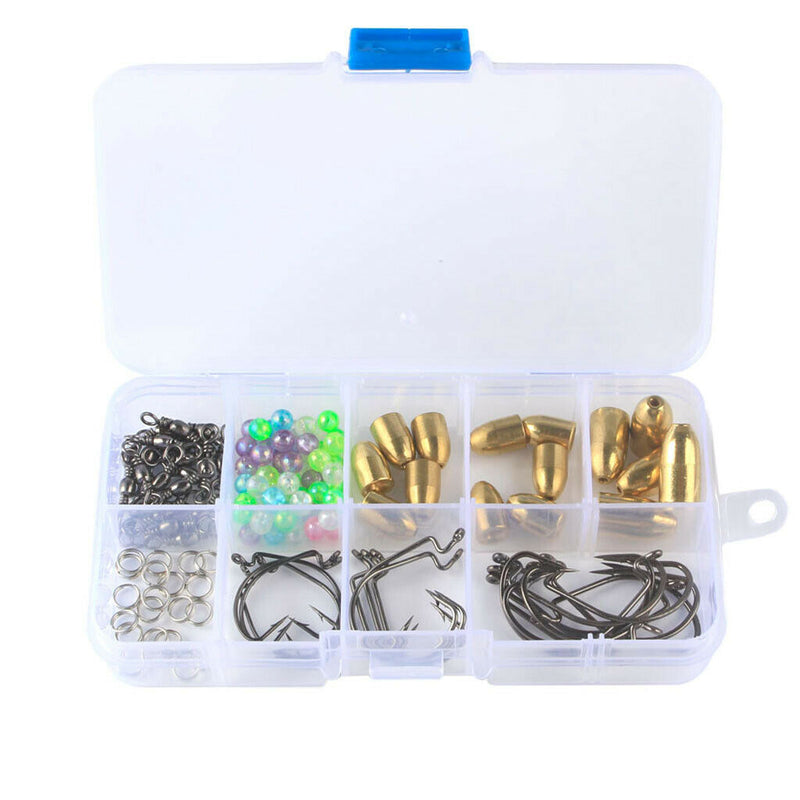 1 Set Assorted Fishing Accessories Kit Tackle Box Hooks Copper Brass Sinker