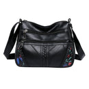 Women Flower Printed Crossbody Bag Multi Pocket Soft PU Shoulder Handbags