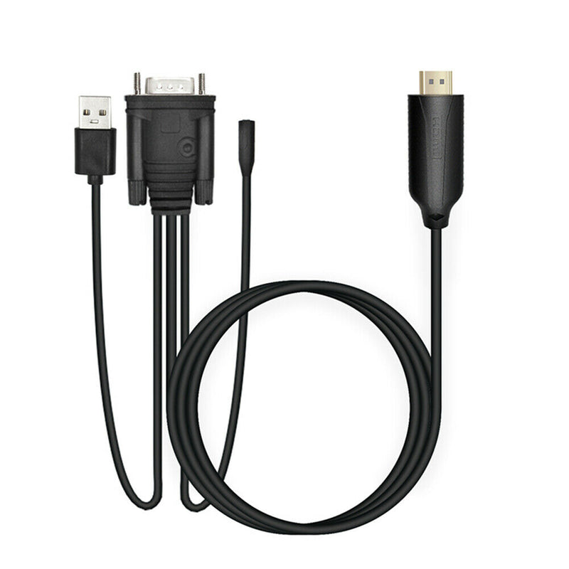 6ft HDMI to VGA Adapter w/Audio Male to Male Cable for PC Monitor Projector