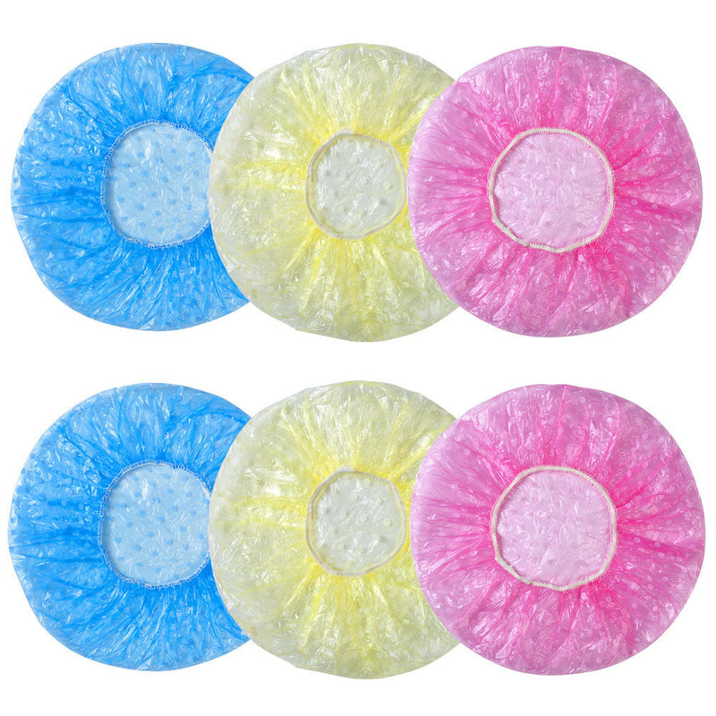 6x Women Lady  Shower Cap Elastic Waterproof  Plastic Bathing Hat