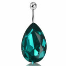 Fashion Tear Drop Rhinestone Button Barbell Bar Belly Navel Ring Body Pierc S8I3