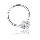 1Pair Surgical Steel Crystal Septum Nose Ring Segment Helix Tragus Ring Hoop 3C
