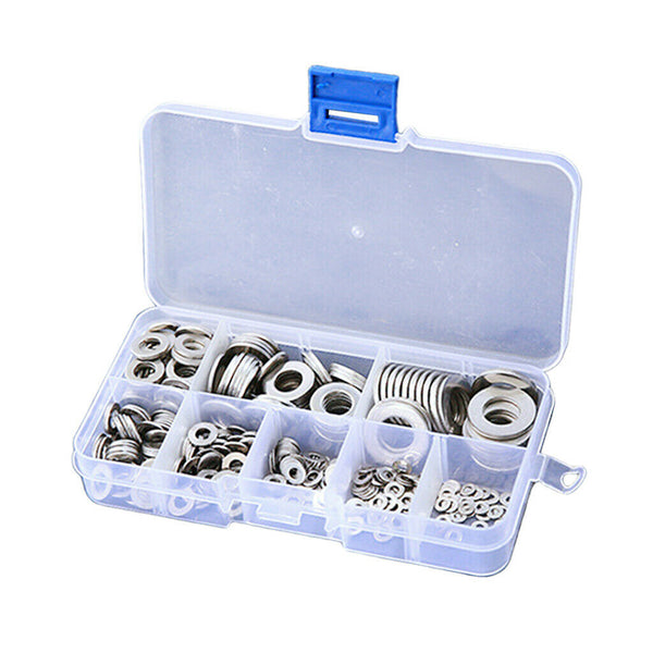 360x Stainless Steel Flat Washers M2 M2.5 M3 M5 M5 M6 M8 M10 w/ Storage Box