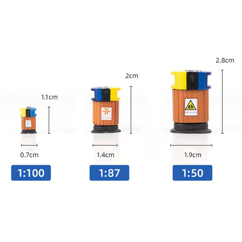 5Pcs 1:100 HO Scale Trash Cans 1cm Set Garden Layout Diorama Decoration