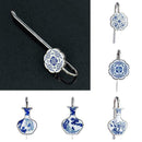 1pc Chinese Folk Style Blue-and-White Porcelain  Pattern Metal Bookmarks Ho N0M8