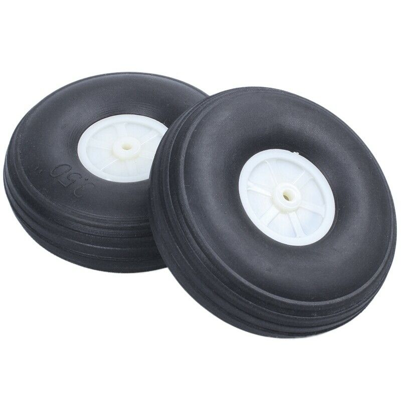 3.5 Inch RC Airplane Black PU Tire Wheel With Beige Plastic Hub Super Light H7J1