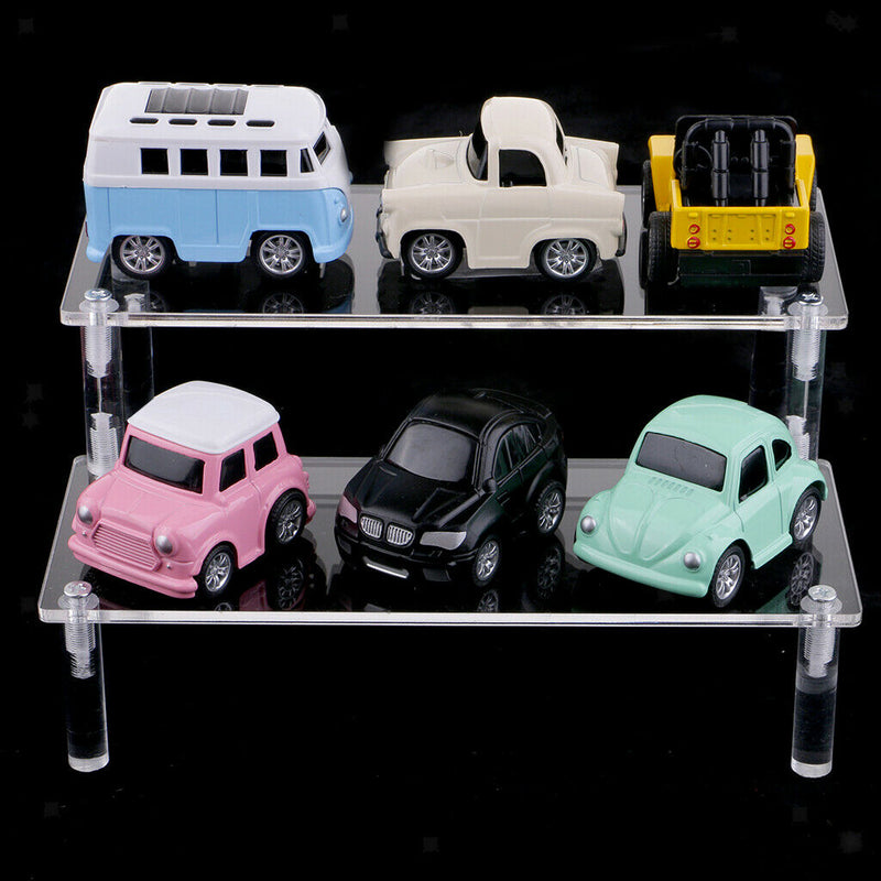 Clear 2-Layer Acrylic Action Figures Car Toys Display Stand Holder Shelf