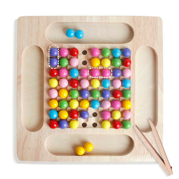 Montessori Educational Wooden Toys for Toddlers, Wooden Board Beads Game,