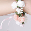 White and Pink Double Layer Rose Flower Garland Bridal Wedding Bracelet Wri U4C7