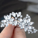 Women Bride Flower Headwear Rhinestone Barrette Crystal Hair Clip Bobby Pin 3C