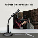 Q12 USB Desk Microphone Omnidirectional Condenser Mic with Stand for PC A