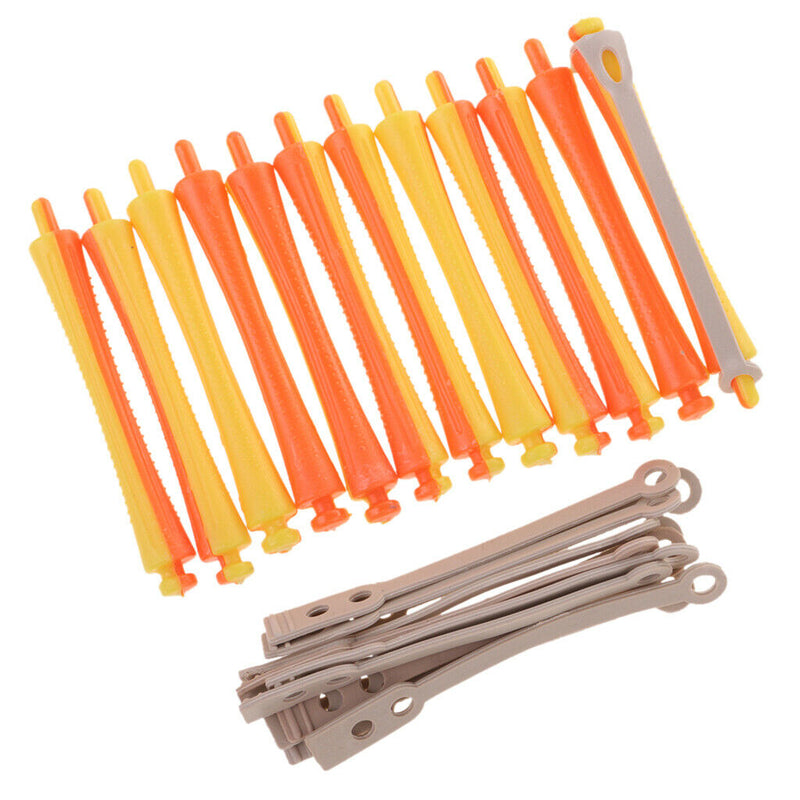 12Pcs Hairdressing Perm Rods Heat Free Pin Curls Curlers Perming Rollers