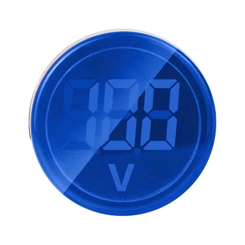6-100V DC Digital Voltmeter Indicator LED Lamp Round Signal Light (Blue)