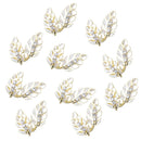 10 Lot Rhinestone Diamante Alloy Leaf Embellishments Buttons Flat Back Decor
