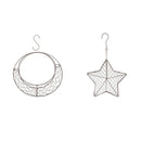 2pcs Romantic Iron Frame Circle Moon & Star Shape Succulent Pot Hanging Pot