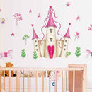 Cartoon Wall Stickers Princess Fairy Castle Wall Decals Kids Nursery Bedroo O0U9