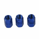 5 x Hexagon Car or Bike Dust/ Valve Caps - Blue Aluminum Alloy
