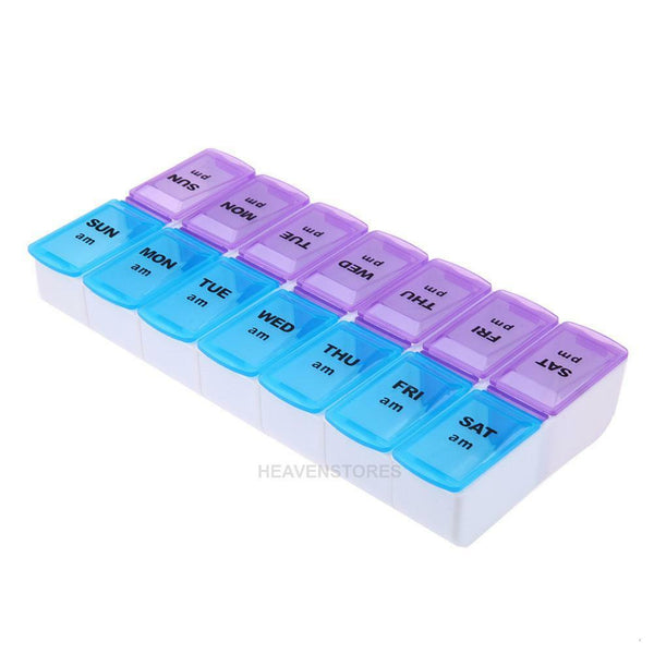 14 Slot 7 Day Pill Organizer Box Weekly Case Travel Medication Reminder hv2n