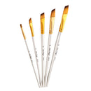5 Pieces Art Paint Brush Set Flat Angular for Oil, Watercolor, Acrylic, Craft,