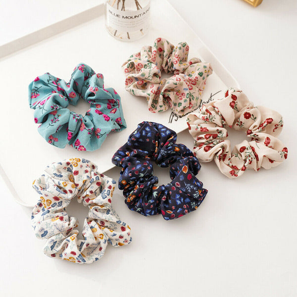 5x Elegants Womens Girls Floral Scrunchies Hair Band Elastic Hair Rope Ring Updo