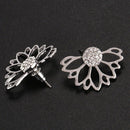 3 Pairs Lotus Flower Earrings Jackets For Women Girls Simple Chic Ear Stud