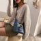 Retro Women Messenger Bag Leather Lattice Shoulder Bucket Handbag (Blue) A