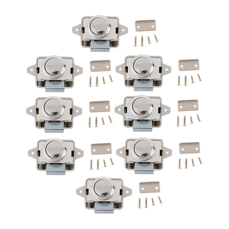 8 Pieces Push Button Cupboard Catch Lock Latch for Motorhome RV Boat New