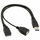 USB 3.0 Female to Dual USB Male Extra Power Data Y Extension Cable for 2.5