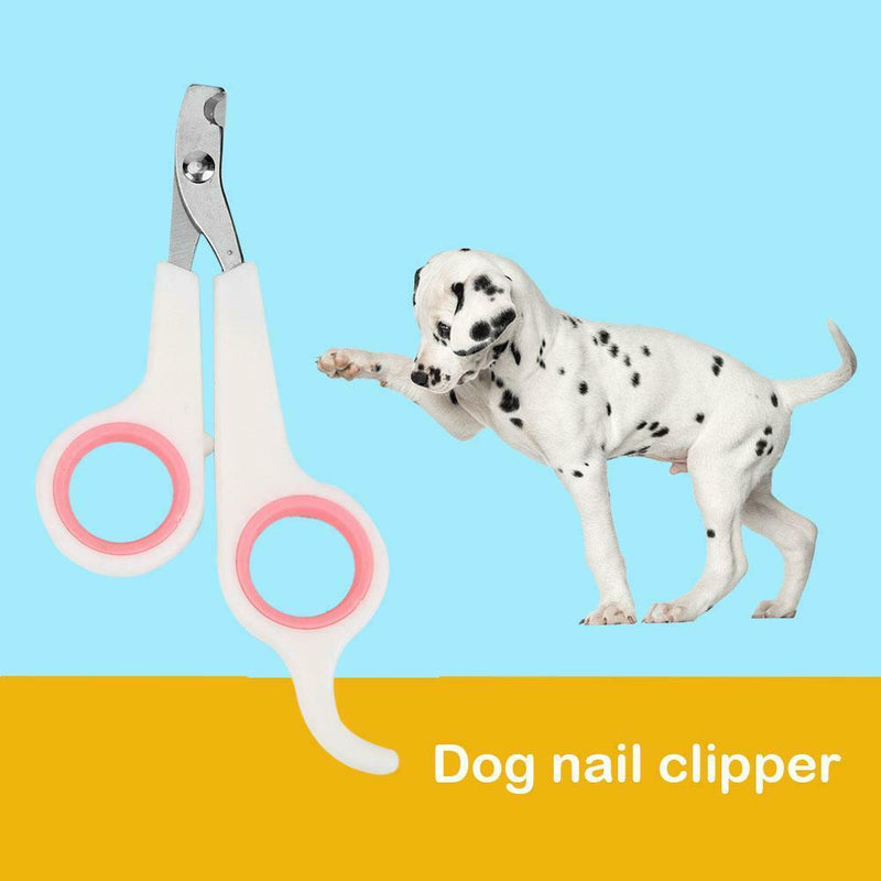Pet Nail Toe Clipper Scissors Stainless Steel Dog Claw Cutter (White Pink) A