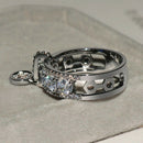 New Plated Disc Ring Gorgeous Round White Rhinestone Engagement Ring Weddin E1R8