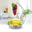 Stainless Steel Metal Wire Fruit Bowl With Banana Hanger Tree Hook Storage