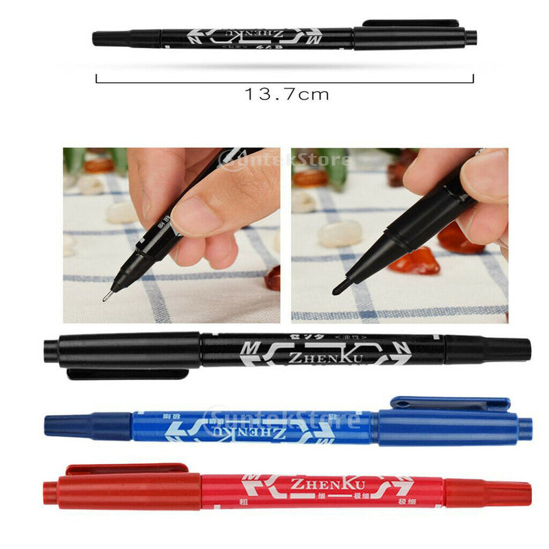 3x Dual Tip Skin Marker Pen Scribe Piercing Pen Tattoo Supply Body Art Tools