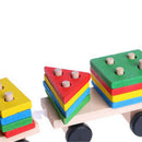 Baby development toys kids train truck wooden geometric   education toys MO