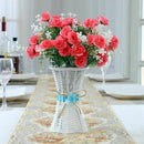 Artificial Plastic Rattan Flower Vase Roses Floral Storage Round Basket Hom A7O9