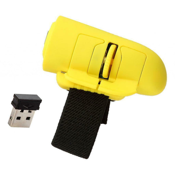 2.4G Wireless USB Finger Mouse Bluetooth Handheld Mice for Laptop PC -Yellow