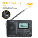 K-603 Portable Digital Radio LCD FM AM SW Radio with BT Speaker USB REC A