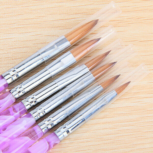 6 Pieces Acrylic Nail Art Brush, Pen Nail Brush for Nail Art Manicure Tool,