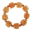 Wood carved Buddha head hand string prayer beads bracelet gift